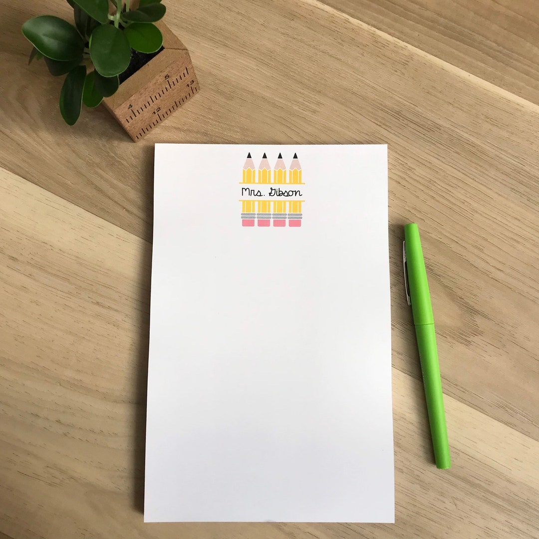 Personalized Pencil Teacher Notepad: Custom Educators Stationery Gift ...