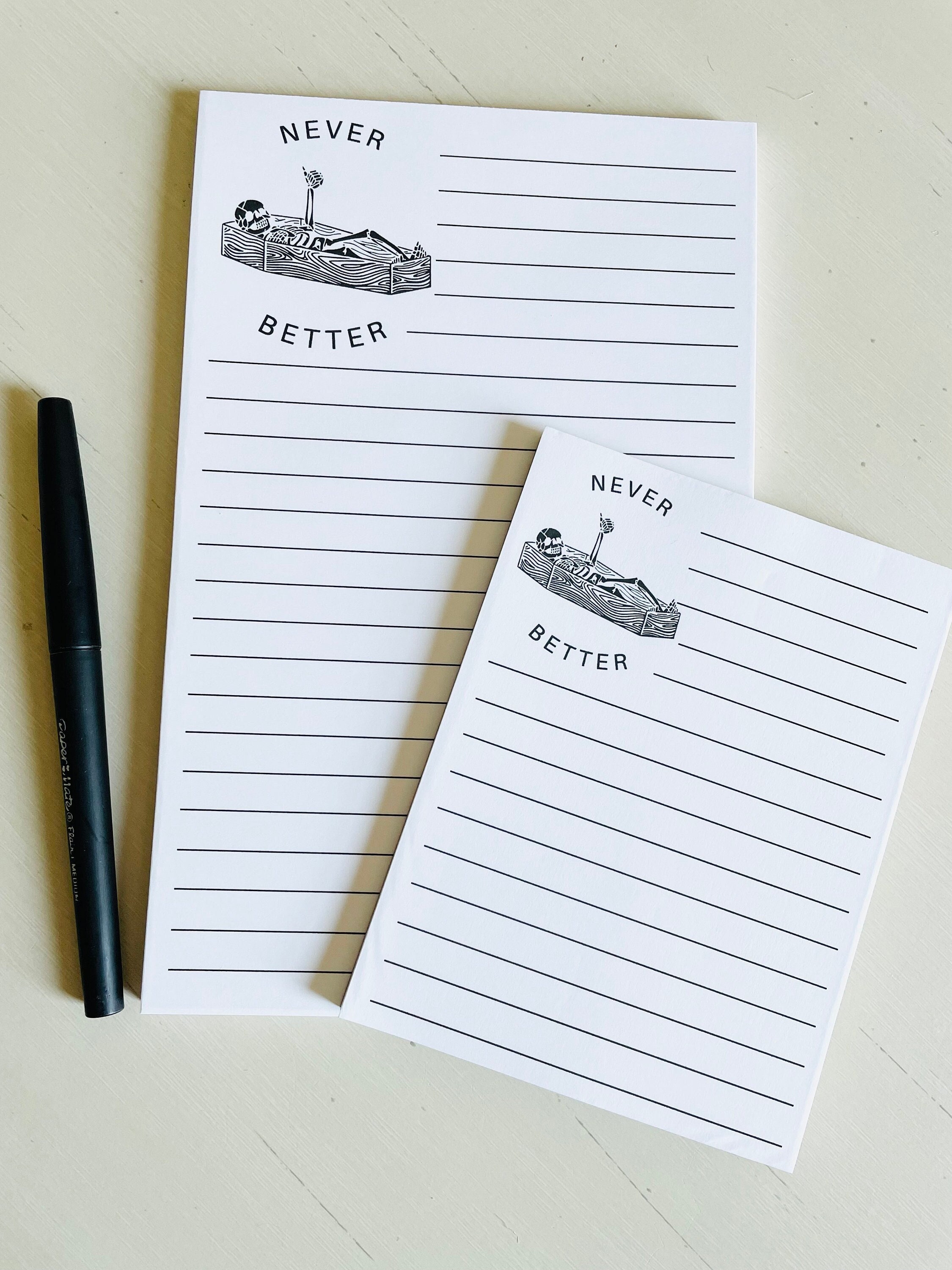 Never Better Halloween Notizblock: Skelett Briefpapier