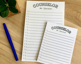 Personalized Teacher Notepad: Varsity Style, Counselor Gift