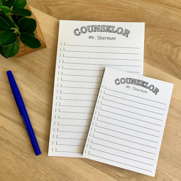 Personalized Teacher Notepad: Varsity Style, Counselor Gift
