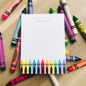Crayon Teacher Notepad, back to school gift, Kindergarten teacher gift, Preschool teacher gift, End of year gift, Teacher Personalized gift image 1