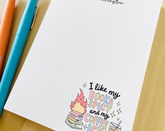 Book and Coffee Lover, Custom Notepad, Gifts for Spicy Book Lover, Gifts for Her, Gifts for Coffee Drinkers, Funny Gifts, Personalized Gift