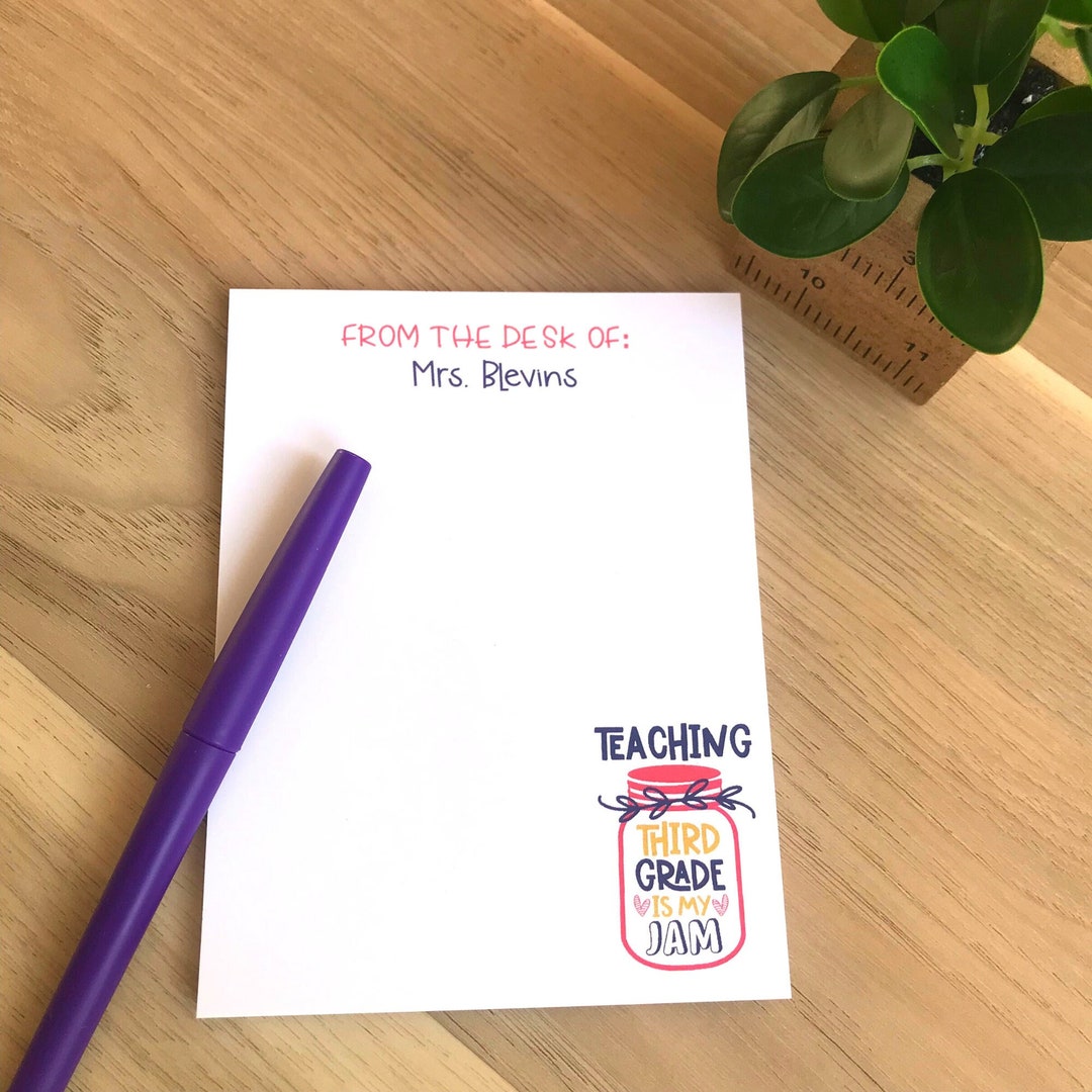 Teacher Notepad, Gift for Teacher, Grade Level Notepad, Grade Level