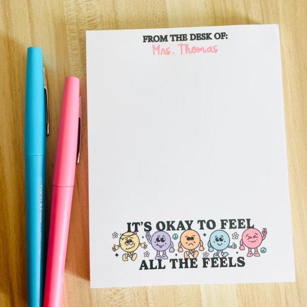 Cuaderno personalizado para consejero escolar: Bloc de notas "Siente todas las emociones", regalo de agradecimiento para docentes