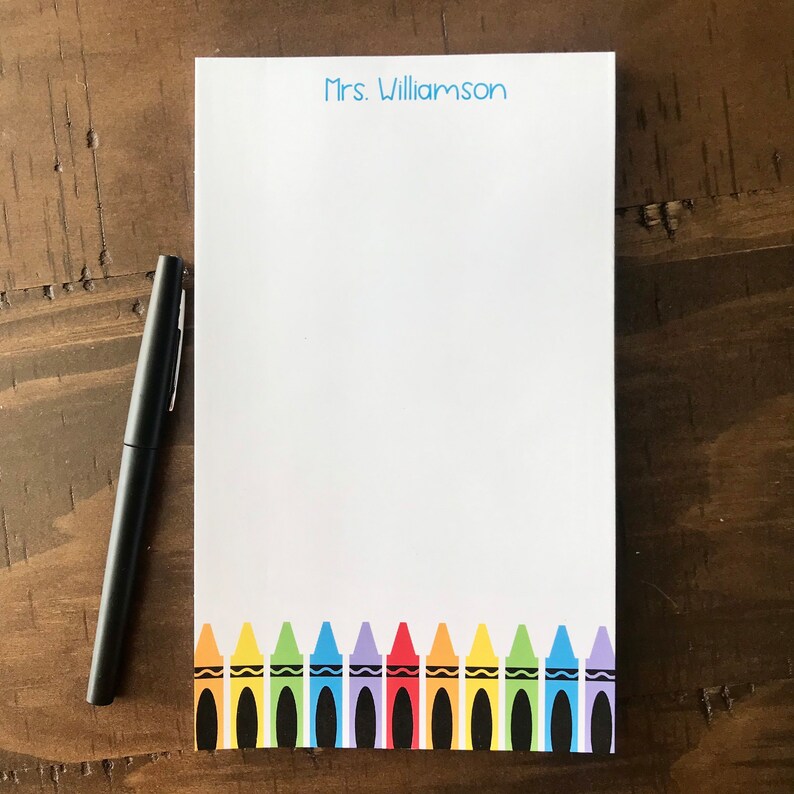 Crayon Teacher Notepad, back to school gift, Kindergarten teacher gift, Preschool teacher gift, End of year gift, Teacher Personalized gift image 3