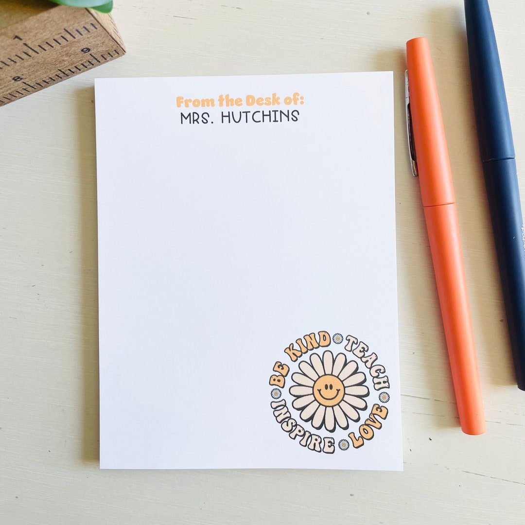 Personalized Teacher Notepad: Retro Daisy Custom Stationery - Etsy