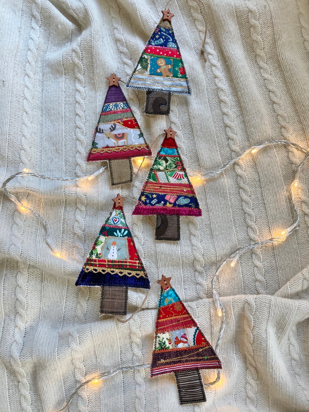 Vertical Christmas Tree Bunting 5 Xmas Tree Garland Fabric Etsy