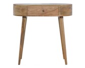 Rounded 1 Drawer Solid Wood Console Table In Oak Finish
