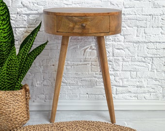 Circular Oak Solid Wood Bedside Table