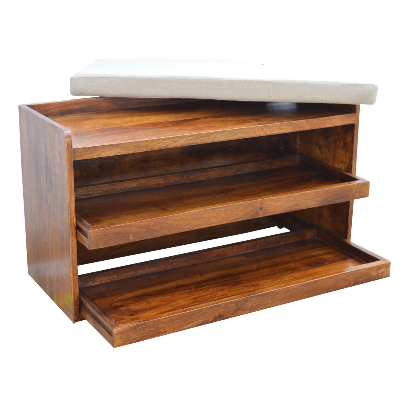 Pull Out Shelves Shoe Storage Bench With and Padded Seat in Etsy UK