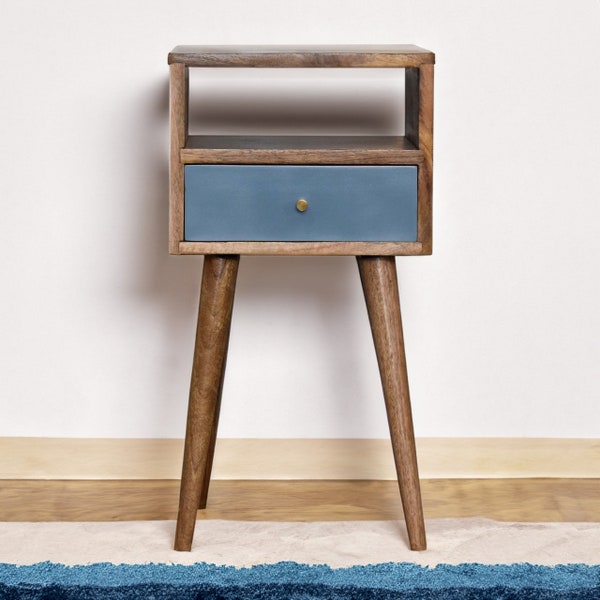 Colour Options! Duck Egg Green Petite Solid Wood Bedside Table In Oak Finish 30cm x 30cm