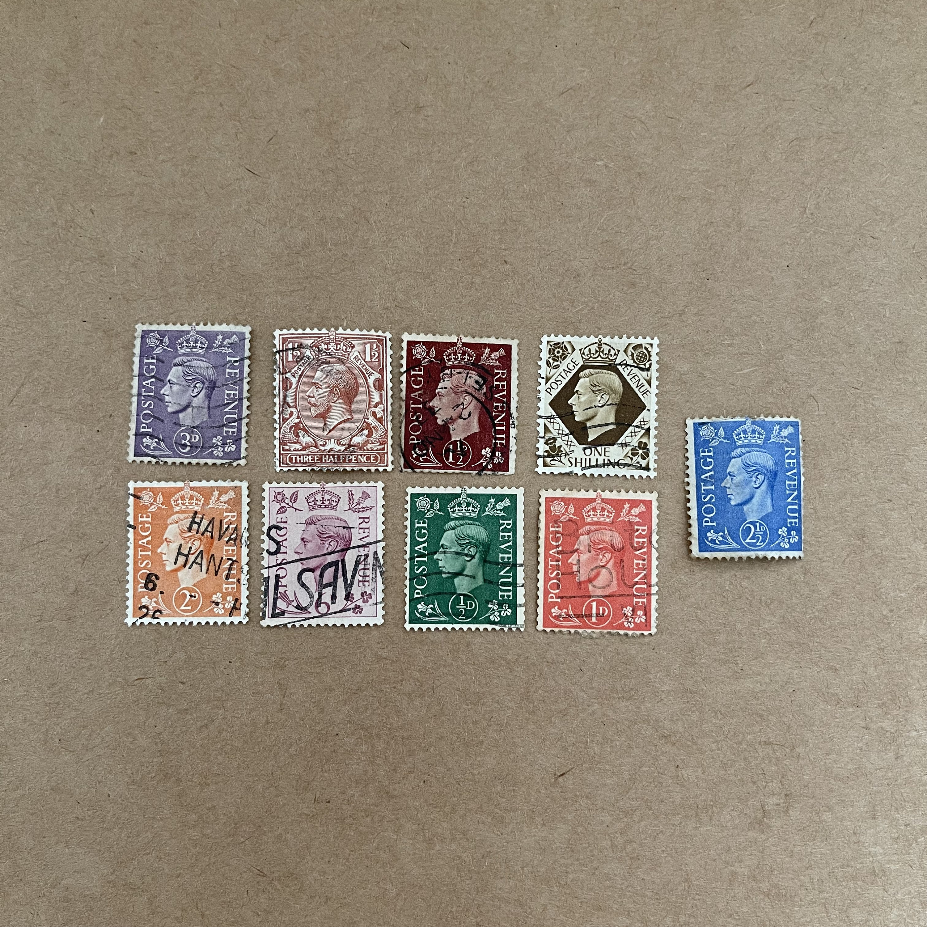 25 Used Rainbow Old British Postage Stamps, All Different, All off