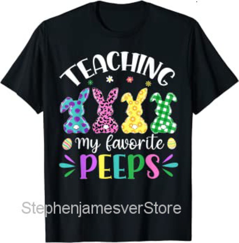 Kids Easter Shirt,Cute Easter Shirt,East Teaching My Favorite Peeps Teacher Easter Bunny Egg Leopard T-Shirt Easter 2021 Quarantined Shirt
