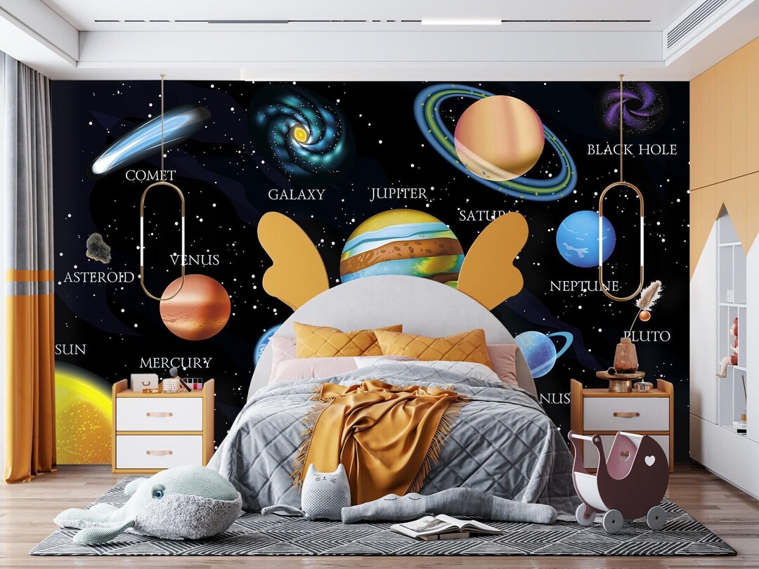 Buy Solar System Wallpaper Peel and Stick Boy Girl Playroom Decor ...