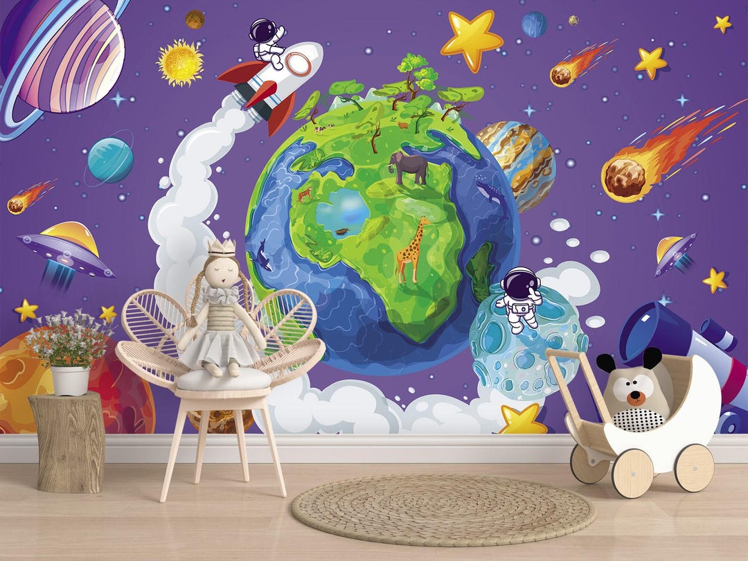 Buy Solar System Wallpaper Peel and Stick Kids Playroom Decor, Planets ...