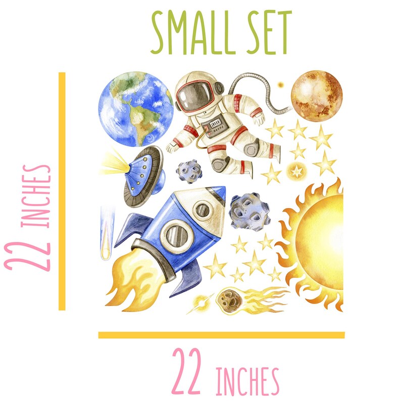 Buy Space Wall Decals for Nursery Watercolor, Cosmic World Kids Room
