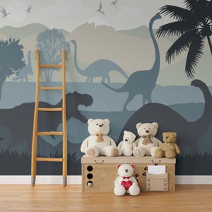 Dark T-rex Wallpaper Mural Toddler Boy Nursery Removable / Jurassic World Mural / Dino Wallpaper Playroom  Peel & Stick Non-Woven