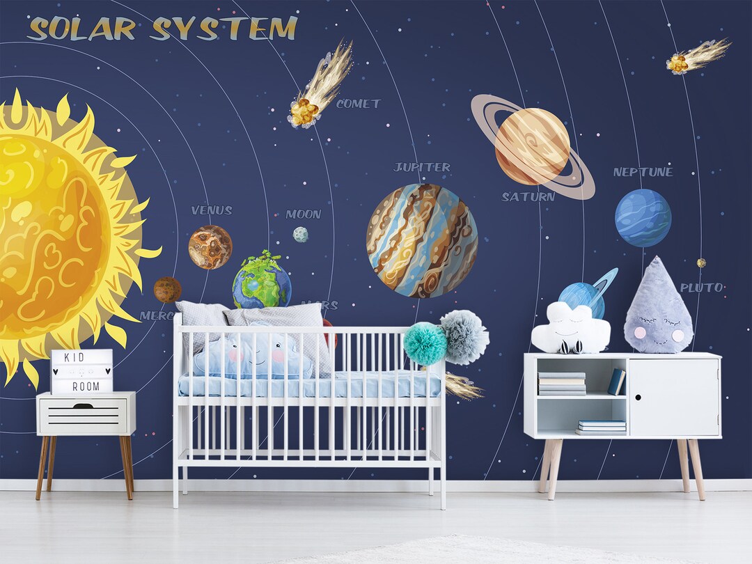 Solar System Wallpaper for Kids Room Removable Educational - Etsy