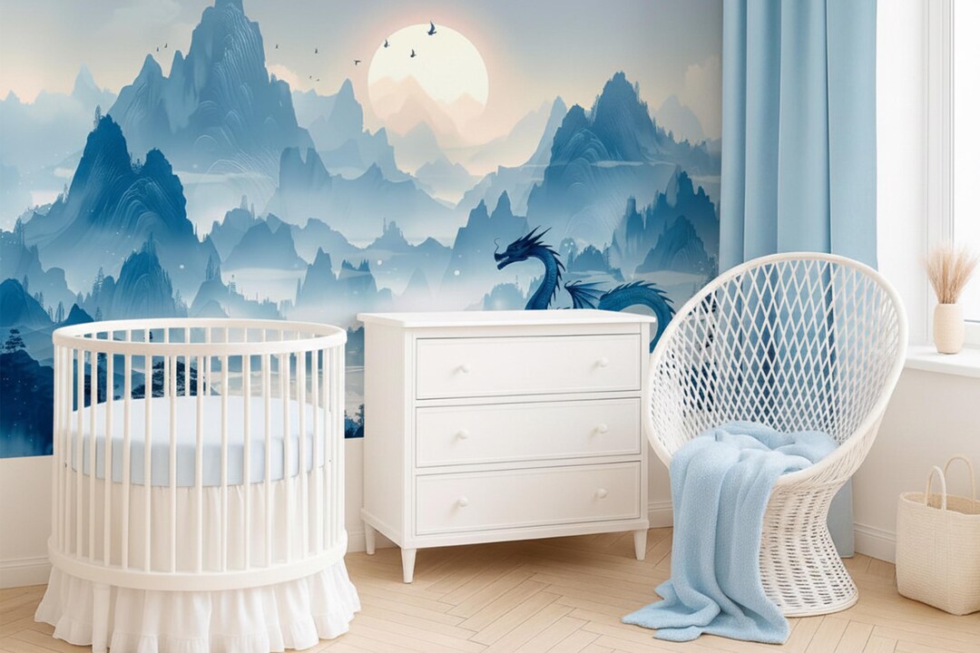 Dragon Wallpaper Peel and Stick Living Room, Mountains Landscape ...