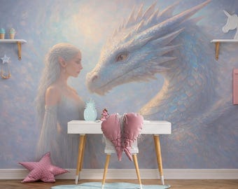 Dragon Wallpaper - Cute Baby Dragon Nursery Wallpaper - Dragon Fantasy ...
