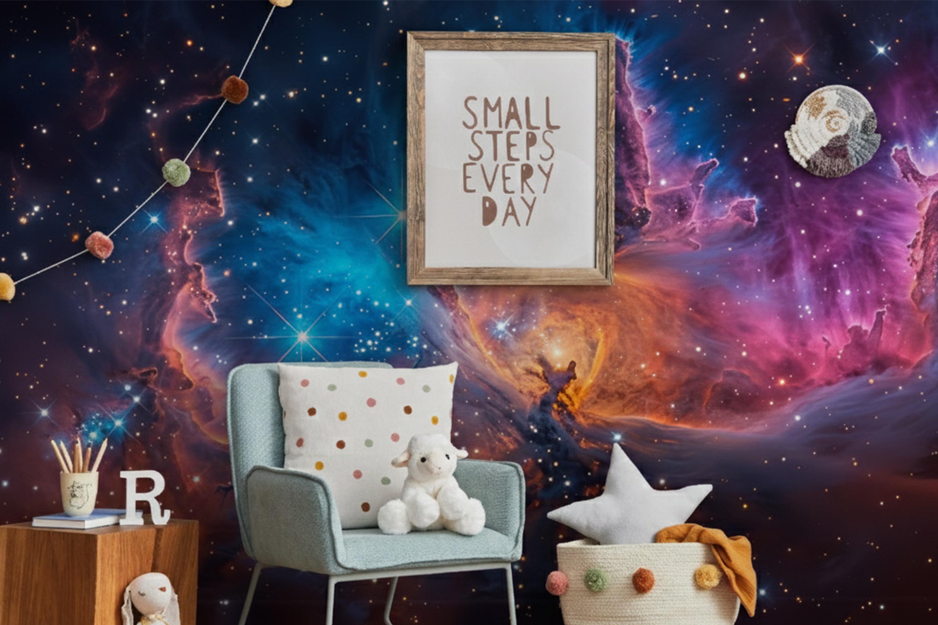 Galaxy Rooom Space Wallpaper Peel and Stick Bedroom Rainbow Galaxy Kids Room Art ...