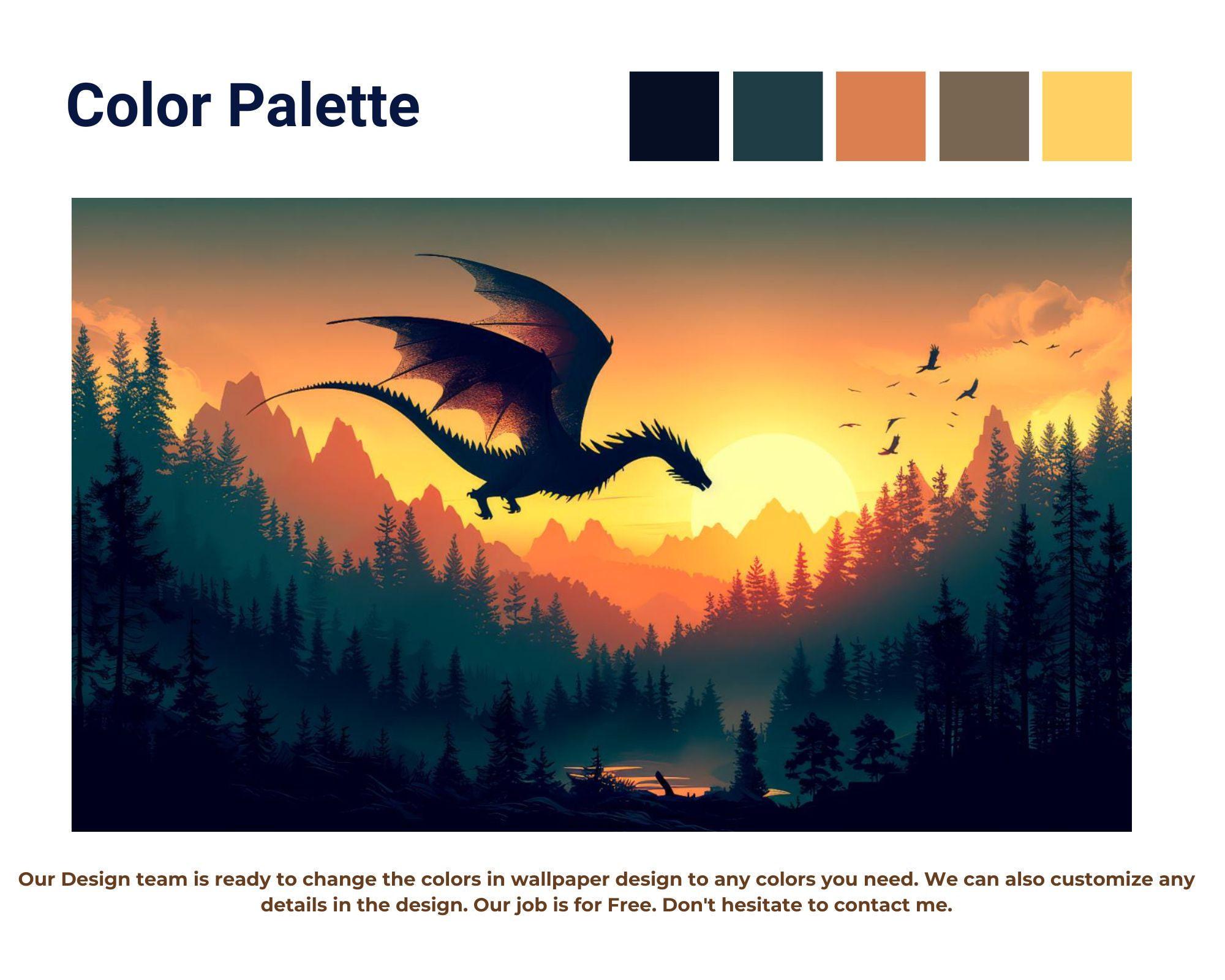 Dragon Wallpaper Peel and Stick Bedroom, Mountain Wall Paper Mural ...