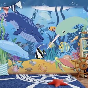 Underwater Life Wallpaper for Kids Nursery Removable / Nautical Wall ...