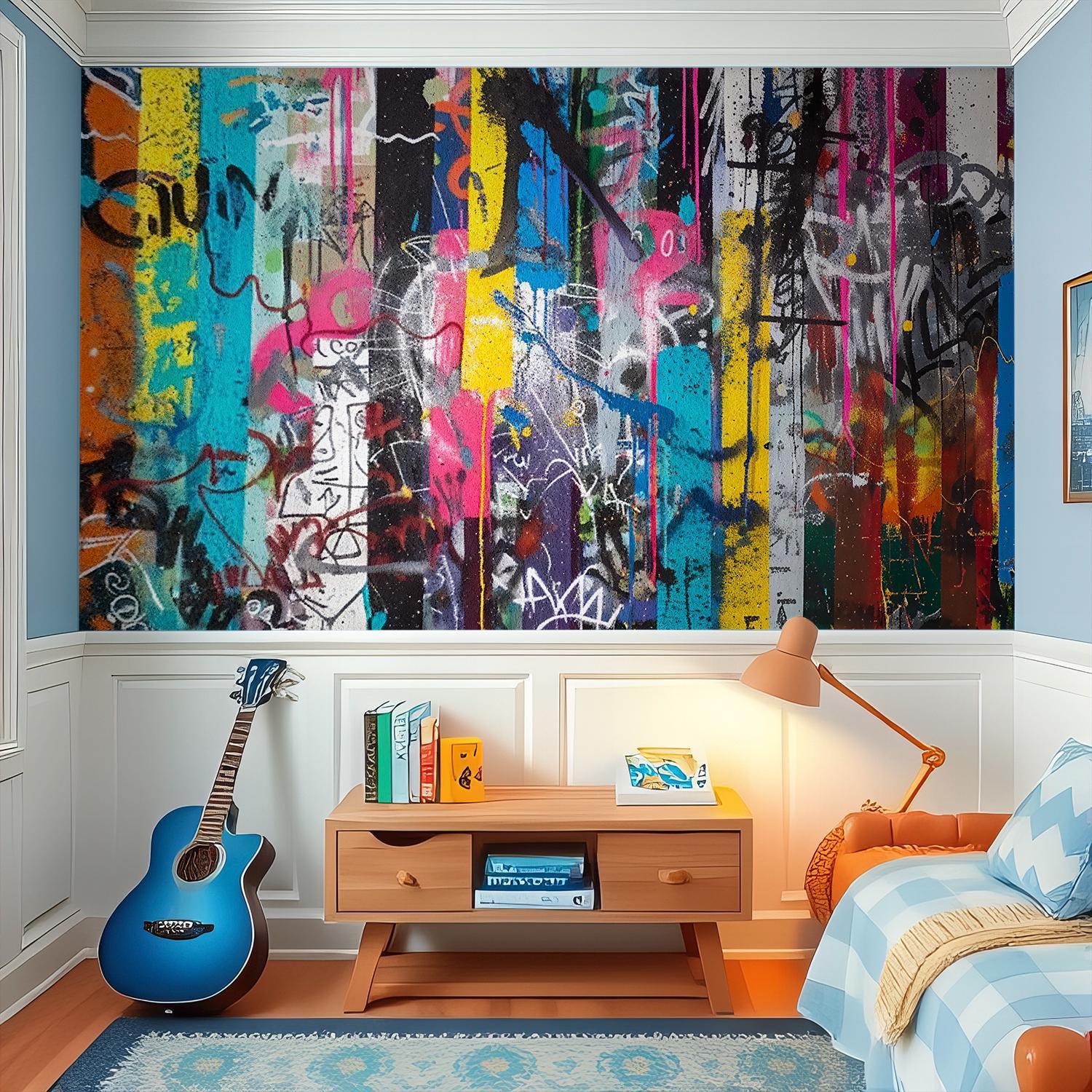 Graffiti Wallpaper Mural Peel and Stick Bedroom, Dog Wall Paper, Splash ...