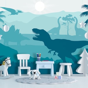 Dinosaur Wallpaper Baby Boy Nursery Removable / Large Jurassic World Wall Mural Kids Bedroom / Playroom T-Rex Wallpaper Game Room