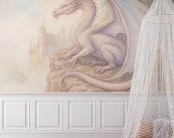 Dragon Wallpaper Peel and Stick Toddler Bedroom Magic Castle Wallpaper Boy Girl Nursery Removable Decor Fairy Landscape Wall Mural Kid Room