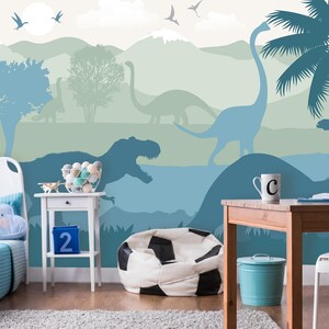 Sale!!!! Dinosaurs Wallpaper for Toddler Boy Nursery Removable, Jurassic World Wall Mural Kids Playroom, T-rex Wallpaper Adhesive Bedroom