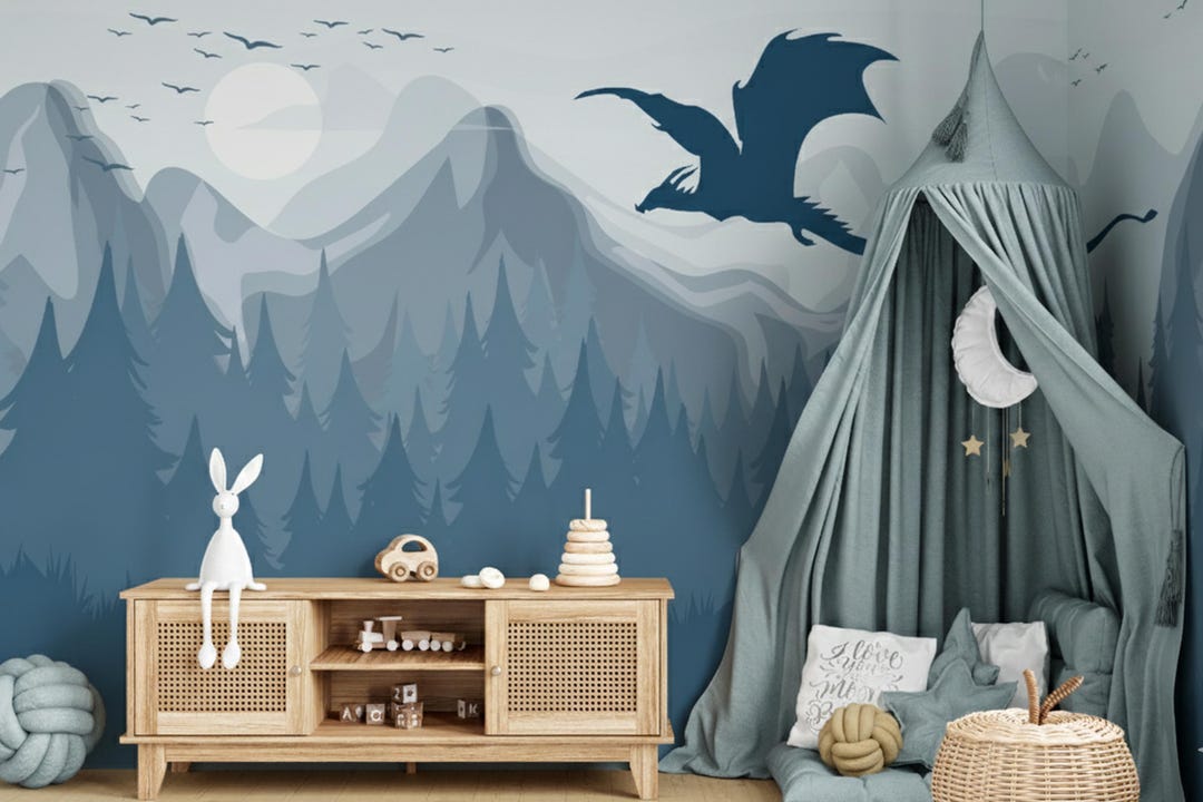 Enchanted Dragon Peel and Stick Wall Mural for Kids Room Removable ...