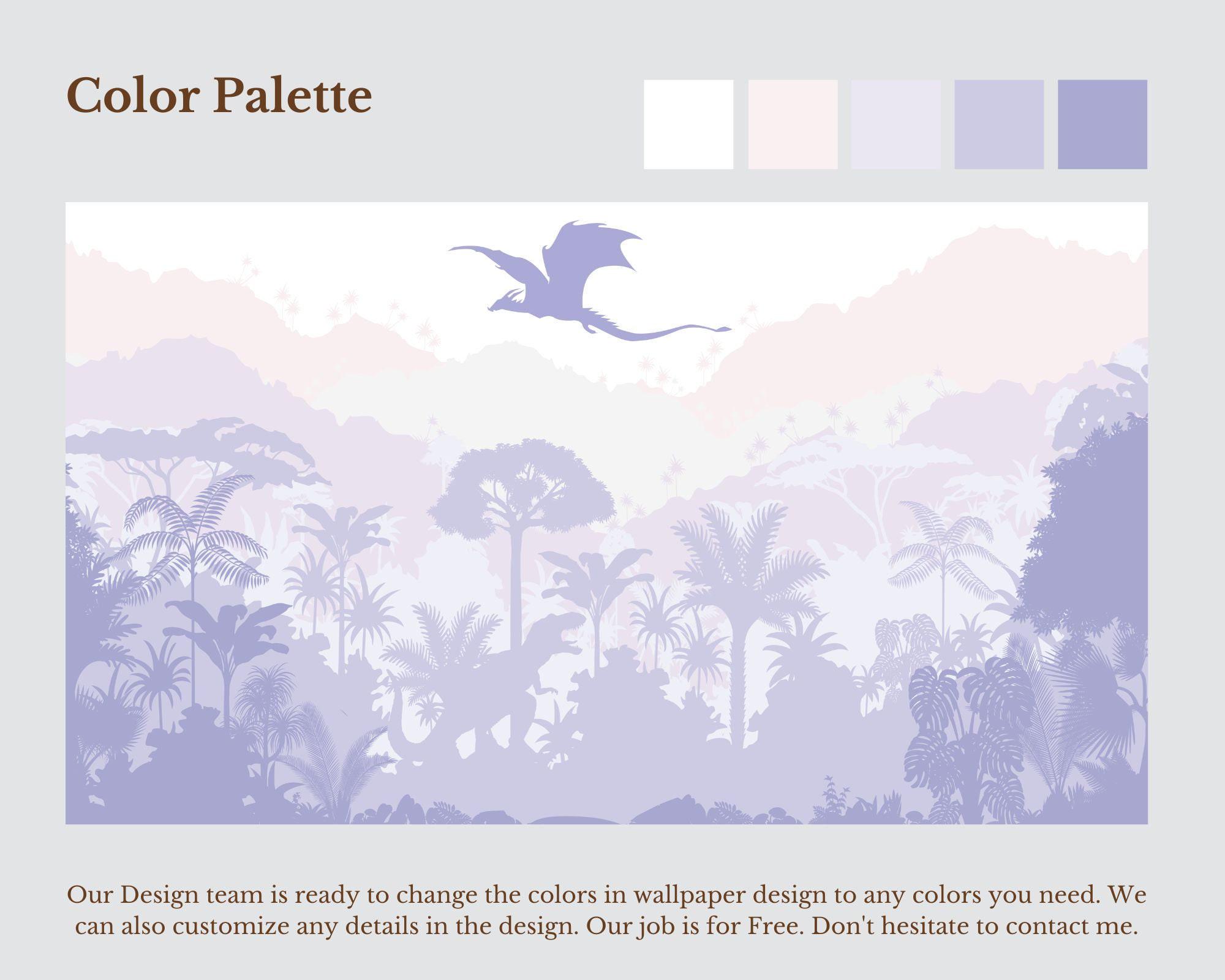 Dragon Wallpaper Peel and Stick Baby Nursery Lavender, Mountain ...