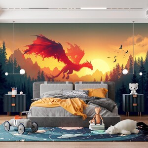 Buy Dragon Wallpaper Peel and Stick Bedroom, Forest Wall Paper Mural ...