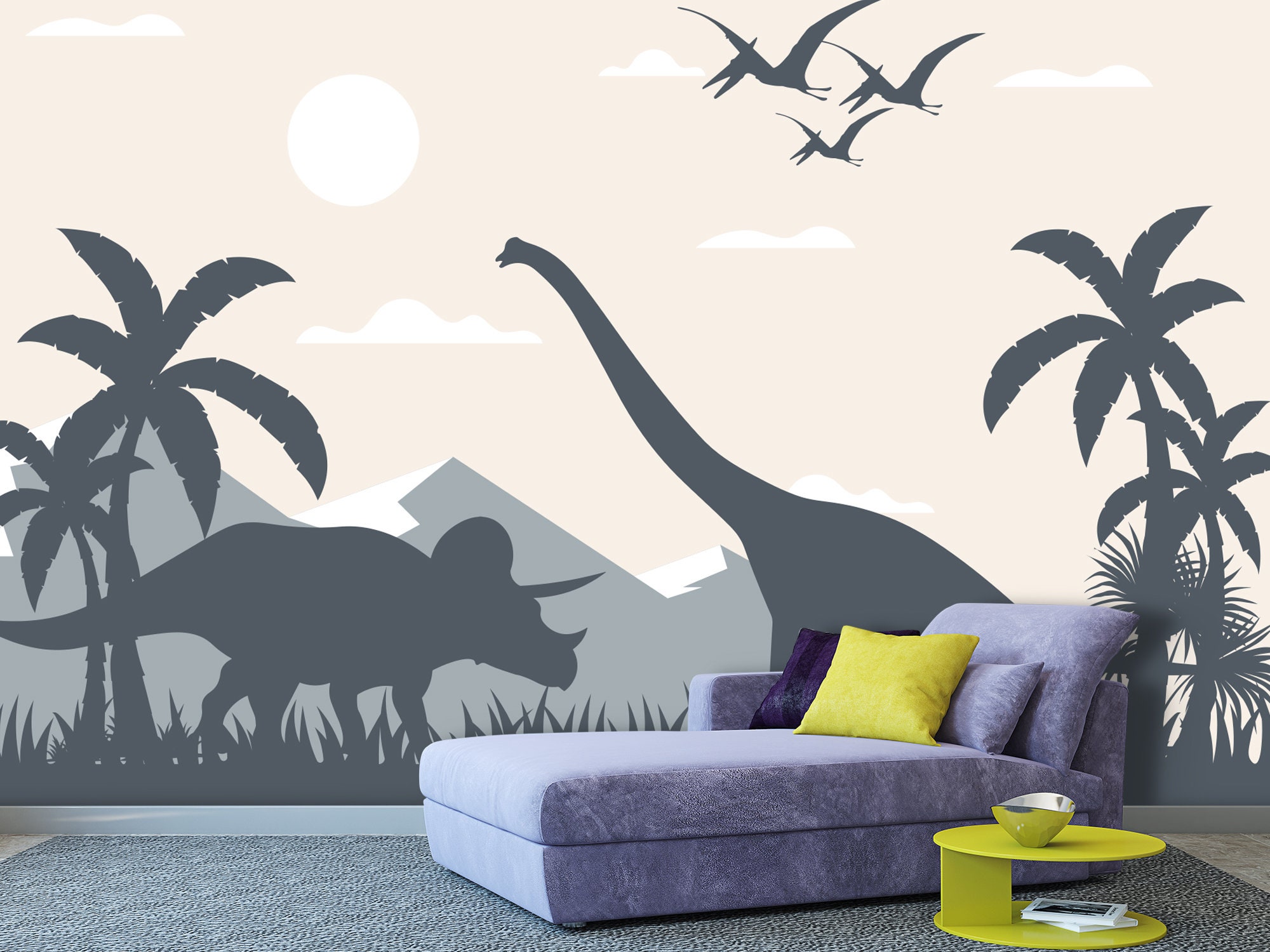 Large Dinosaur Wallpaper Peel and Stick Baby Room / Pastel | Etsy