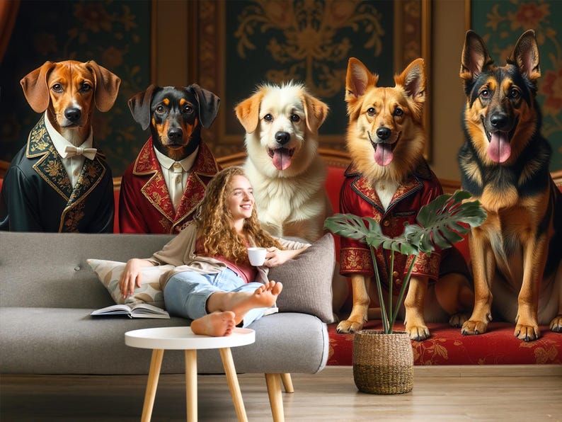 Buy Dog Wallpaper Peel and Stick Living Room, Pets Bedroom Pattern