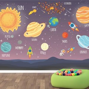 Galaxy Wallpaper Peel and Stick Planets Wallpaper Boys Room - Etsy