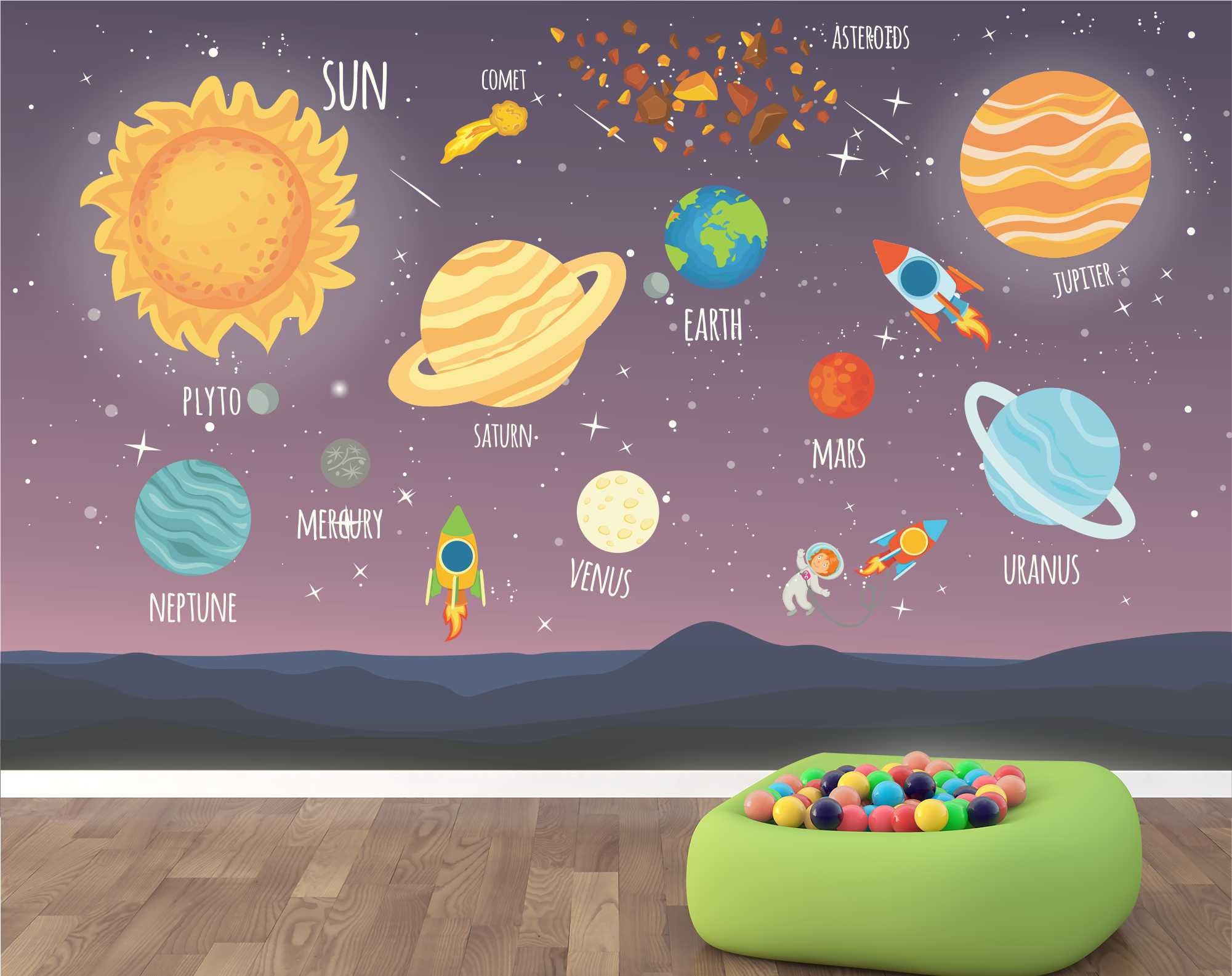 Galaxy Wallpaper Peel and Stick Planets Wallpaper Boys Room - Etsy UK