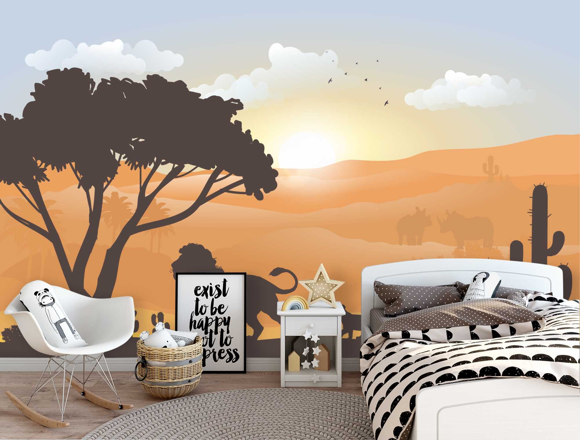 Safari Wallpaper Mural Removable Peel and Stick Brown Ombre | Etsy