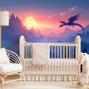 Dragon Wallpaper Peel and Stick Toddler Playroom, Forest Wallpaper Girl ...