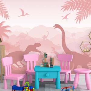 Dinosaur Wallpaper Peel and Stick Baby Nursery, Cute Dinosaur Wall Mural Removable, Large Jurassic Decor Bedroom, Playroom Wallpaper Woven