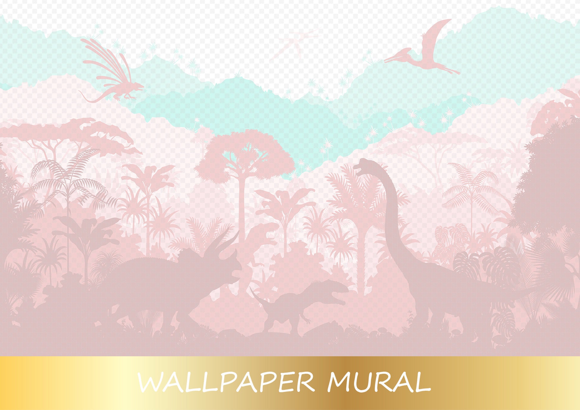 Soft Pastel Pink Dinosaur Wallpaper Girl Nursery Jurassic Etsy