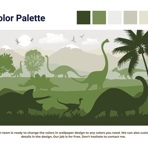 Dinosaur Wallpaper for Boy Nursery Removable / Large Jurassic World Wall Mural Kids Bedroom / Playroom Wallpaper with Mountain Decor image 5