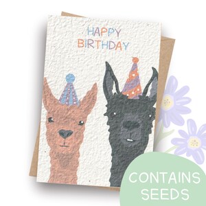 Seeded Llamas Birthday Card | Happy Birthday | Llama | Plantable | Handmade in Australia
