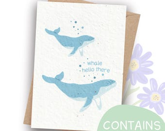Hello! Card | Humpback Whales | Contains Seeds | Handmade in Australia
