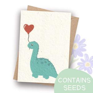 Plantable Card | Dinosaur Heart | Love | Anniversary | Birthday | Contains Seeds | Handmade in Australia