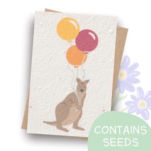 Plantable Kangaroo Birthday Card | Happy Birthday | Recycled