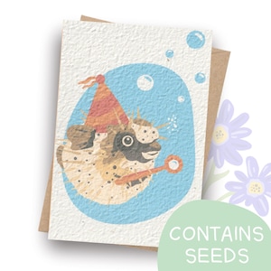 Seeded Puffer Fish Birthday Card | Contains Seeds | Plantable | Handmade in Australia
