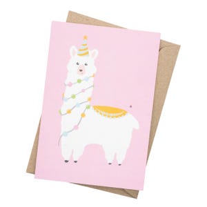 Llama Birthday Card | Pink | Recycled