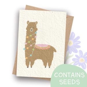 Plantable Birthday Card | Llama | Contains Seeds | Handmade in Australia